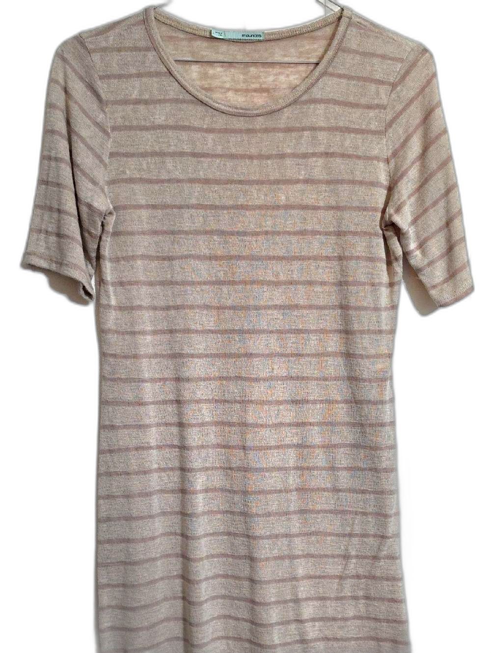 Maurices Beige and Taupe Striped Scoop Neck Tunic